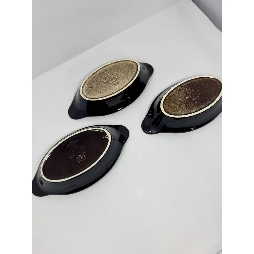 Pfaltzgraff Brown Drip 265 Au Gratin Oval Dishes Set of 3 Vintage Oven Safe